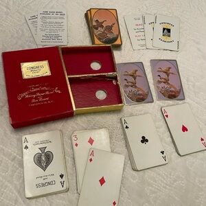 Vintage CONGRESS Playing Cards Double Deck with Birds Pheasants MISSING ONE CARD